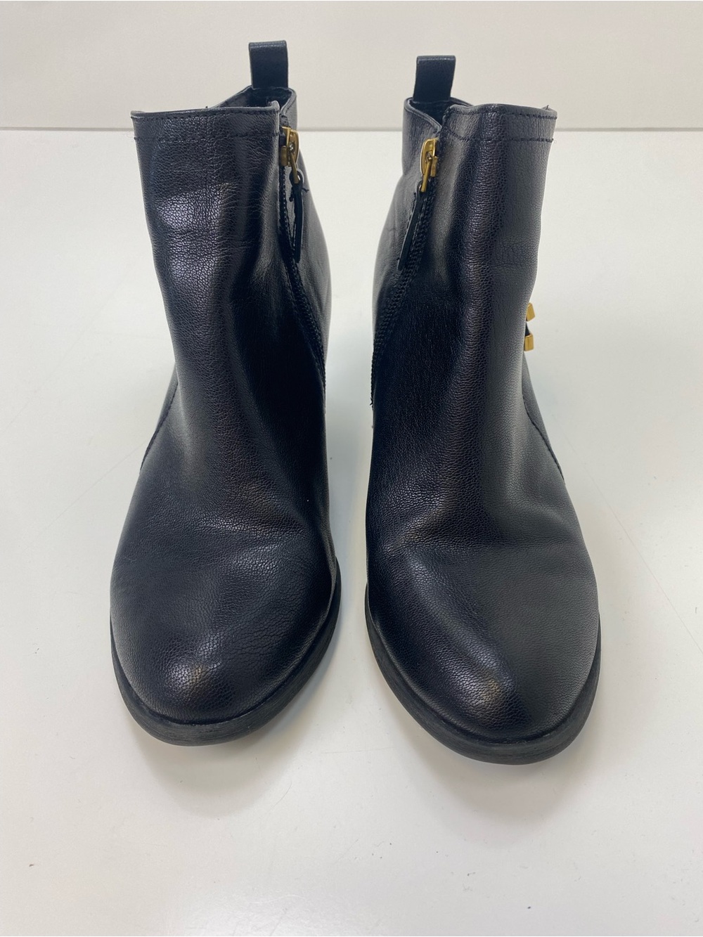 Franco Sarto Black Leather Zip Ankle Boots